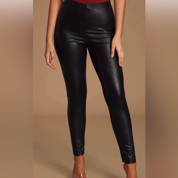 NWT Lulus Ellianna Vegan Leather High Waisted Leggings Black XS - Picture 1 of 11
